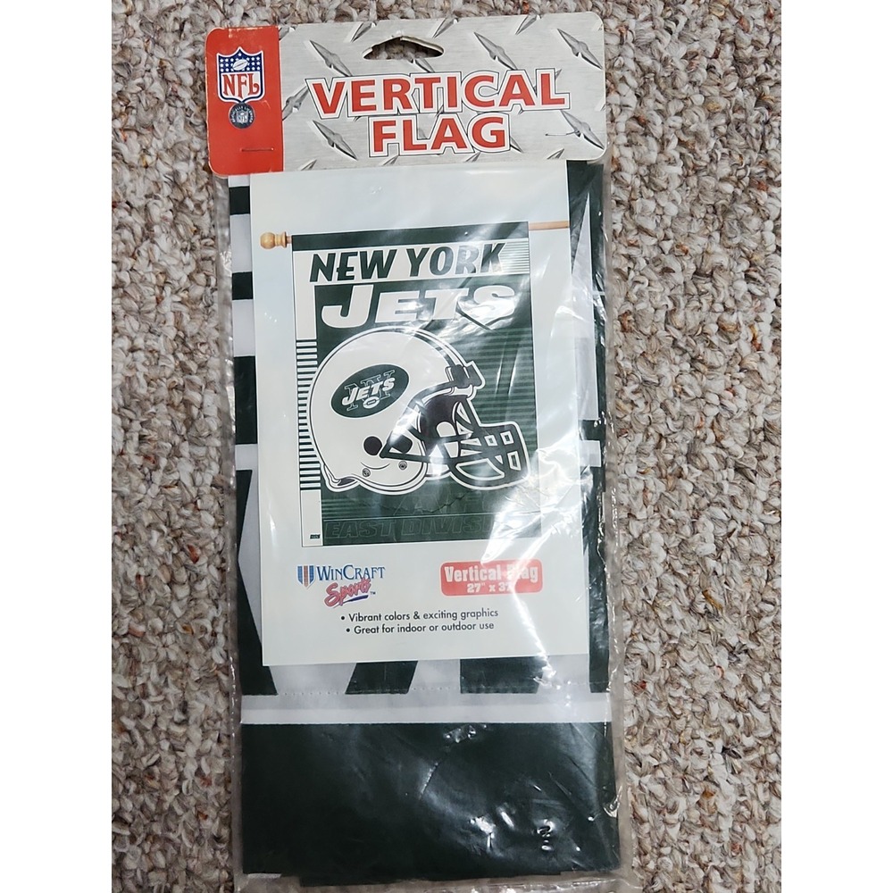 WinCraft NFL New York Jets 27x37 Vertical Team Flag Factory Sealed 2001 VTG